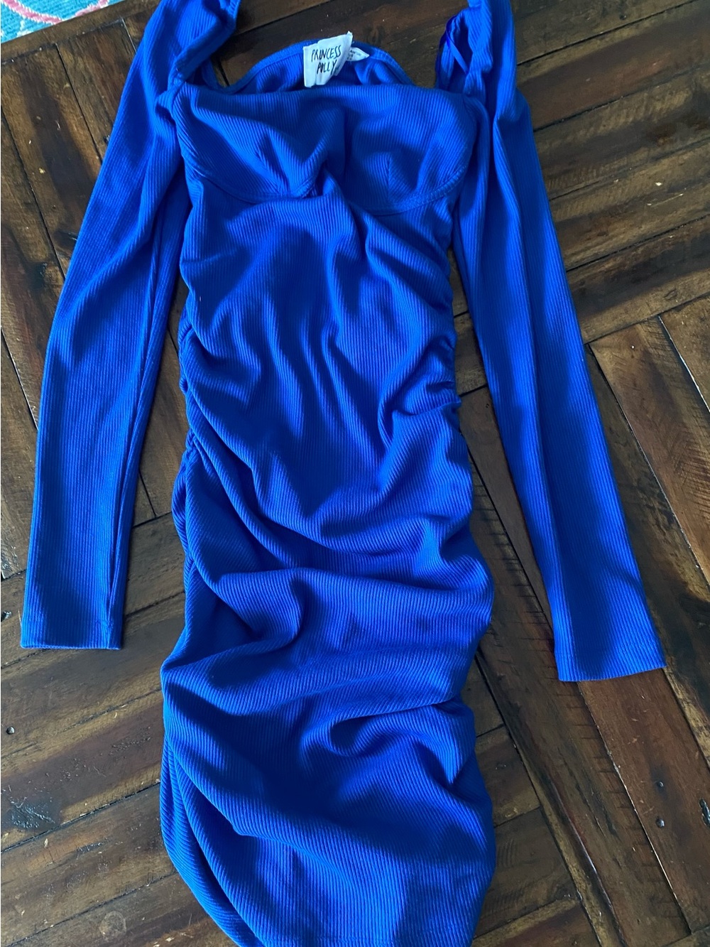 Princess Polly Royal Blue Long Sleeve Ruched Bodycon Dress